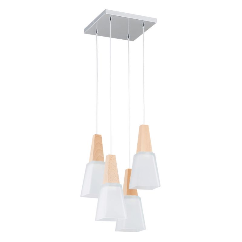 Lampa wisząca Alfa Morina 1571 jasne drewno-biała do kuchni 4xE27 x 15W 1 szt.