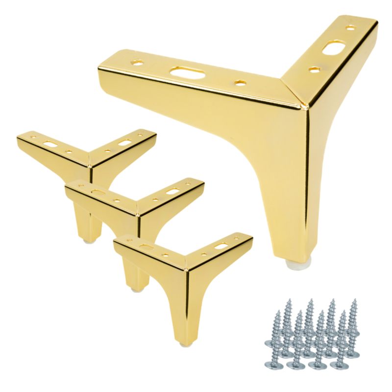 Zestaw 4 sztuk noga meblowa Kotwica złoty chrom wysokość 10 cm 4 szt nóżek + 16 wkrętów GRATIS B&B