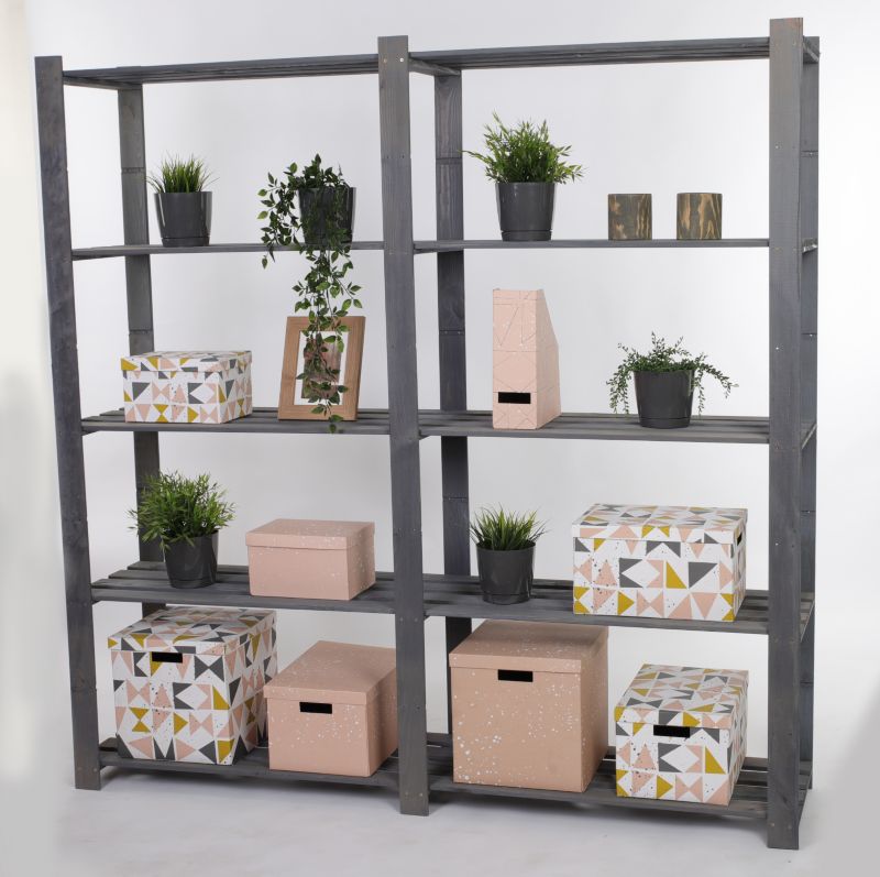 Regał drewniany MODO24 impregnacja szara głęboki 170x170x38 cm eko 1 szt.