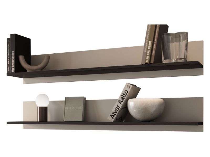 Dwie półki wiszące MIRJAN 24 Soho S05 kaszmir + czarny 2 szt.