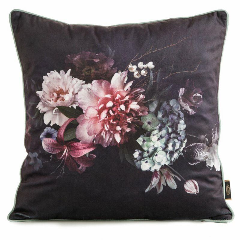 Poszewka Velvet/137 Eurofirany dekoracyjna na poduszkę 45x45 cm Kwiaty 1 szt.