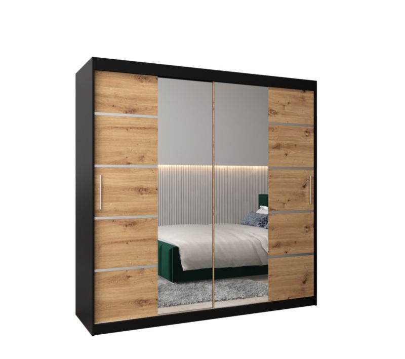 Szafa przesuwna Garderoba Abiks Verona 4 200 czarny + artisan 1 szt.