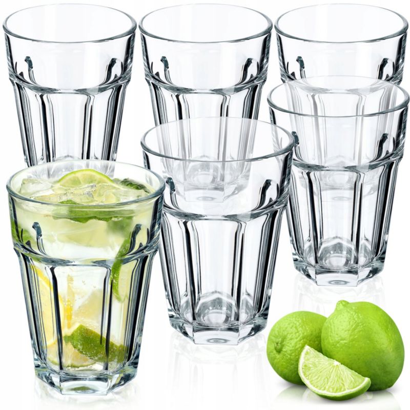 Szklanki KADAX 370ml Do Napojów Soku Zestaw Szklanek Wysokie Grube szkło 6 szt.