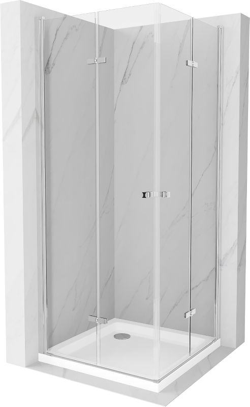 Kabina prysznicowa Mexen Lima Duo składana 90 x 90 cm transparent chrom + brodzik Flat