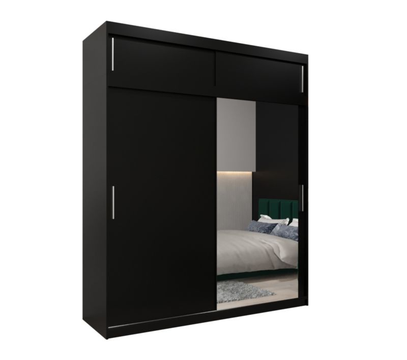 Szafa przesuwna Garderoba Abiks Tokyo 2 200 czarny + czarny z nadstawką 1 szt.