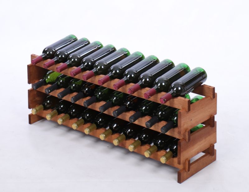 Stojak na wino MODO24 regał modułowy na butelki 3 leżnie x 10 butelek montaż bez narzędzi impregnacja brązowa 1 szt.