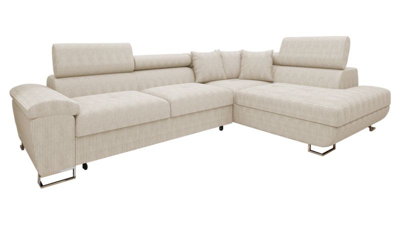 Narożnik z funkcją spania MIRJAN 24 Cotere Sztruks prawy waniliowy 1 szt.