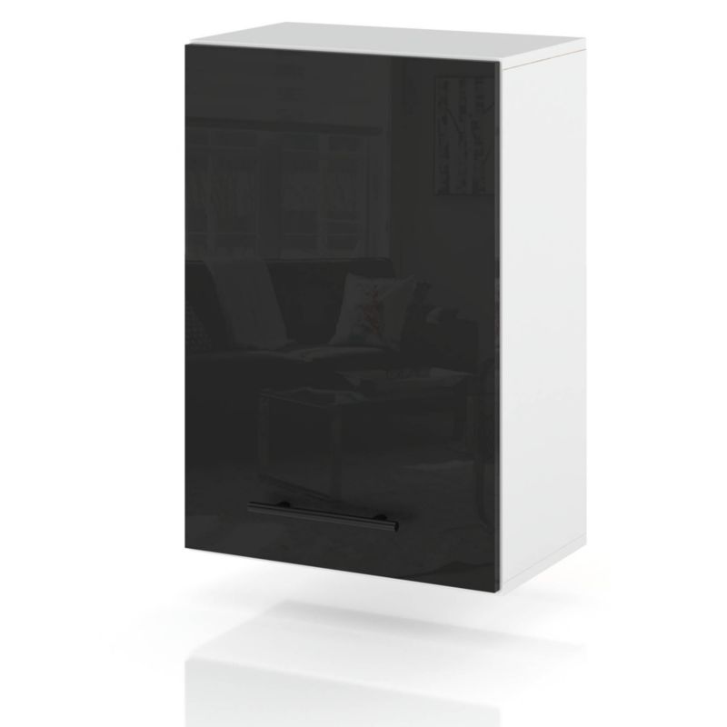 Szafka Kuchenna Hurtownia-Mebli Wisząca W45 sPremium 45cm Biały Mat Czarny Połysk 45x32x72 cm 1szt.
