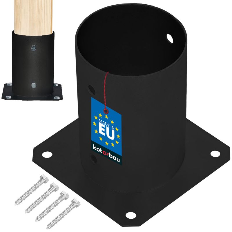 Podstawa słupa KOTARBAU okrągła przykręcana stalowa czarna fi 100 mm 1 szt.