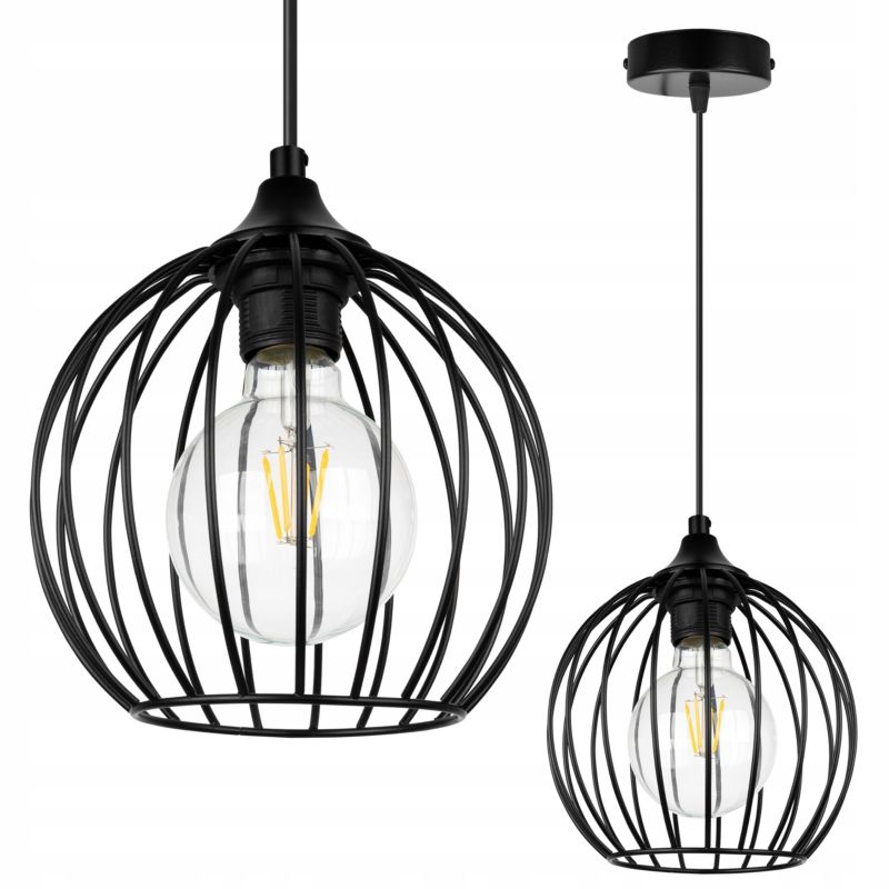 Lampa sufitowa wisząca Light Home LH Toronto okrągła 1x E27 60W druciak czarny 1szt.