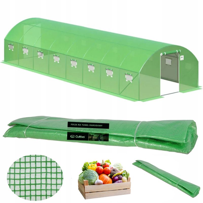 Folia Cultivo Poszycie Na Tunel Ogrodowy Szklarnia 4x10x2 Zielony Podwójne Drzwi Uv 1 szt
