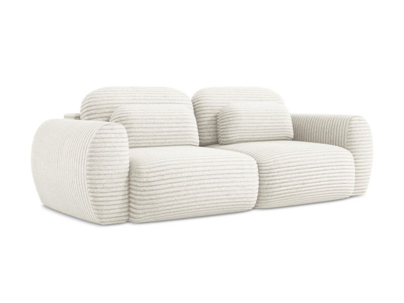 Kanapa 3-osobowa z funkcją spania LaMiaSofa PECORINI z tkaniny sztruksowej 266x121 cm jasny beż 1 szt.