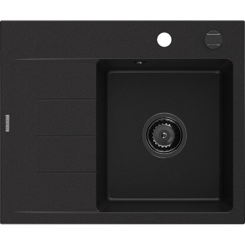 Zlewozmywak wpuszczany Mexen Ben 1-komorowy czarny 600x500 mm 6523605000-77-B