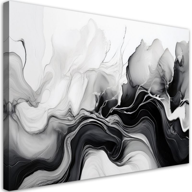 Obraz na płótnie Feeby Atramentowa Abstrakcja Czarno Biały 120x80cm 1szt