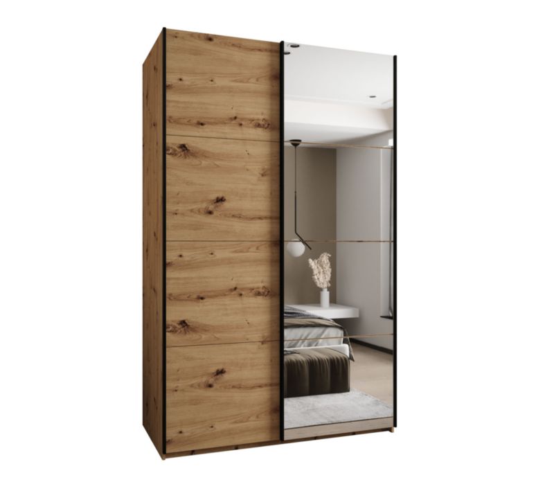 Szafa przesuwna Abiks LUX 3 wysoka szer.150cm artisan/artisan/czarny 1szt.