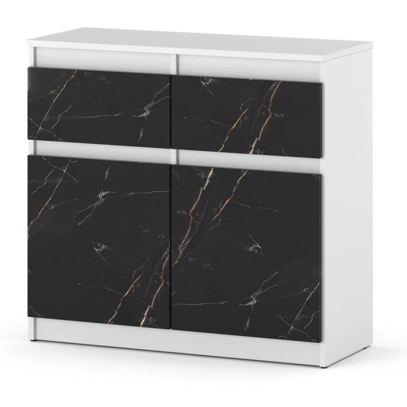 Komoda Hurtownia-Mebli Szuflady 2 Oleksa 2D2SZ 80cm Biały Mat San Sebastian 80x35x75 cm 1szt.