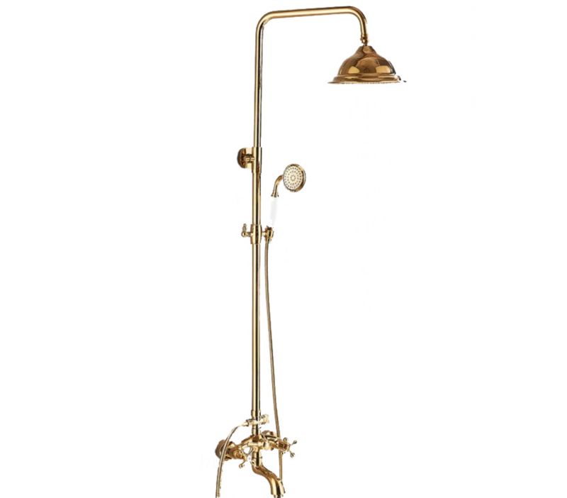 Bateria prysznicowa Lauferi HELION mosiężna z deszczownicą złota retro 1 szt.