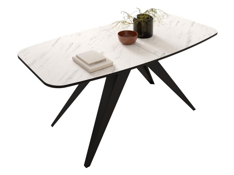 Stół rozkładany MIRJAN 24 Ferro 160 czarny/marmur bianco 1 szt.