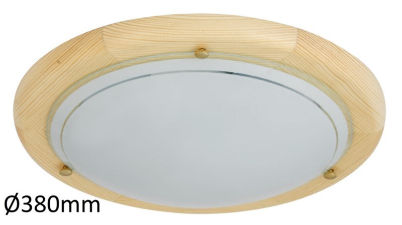 Plafon Rabalux Ufo naturalno-szkło opalizowane drewno 2 x E27 x 60W IP20 wym: 38 x 38 cm - 1 szt.