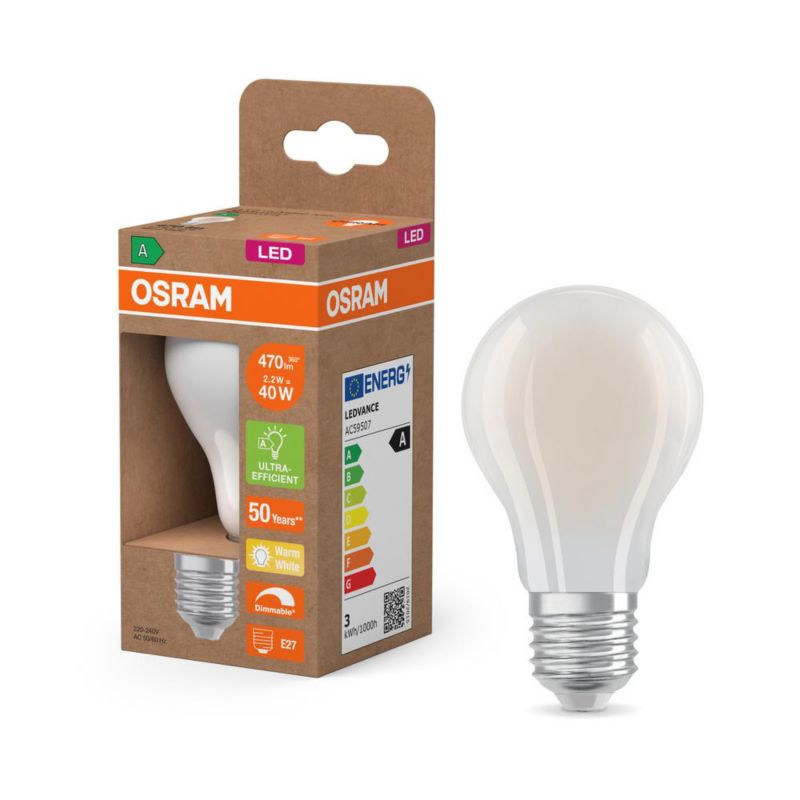 Żarówka LED Osram A60 E27 2.2W 470lm 2700K 320st Ściemnialna 1 szt.