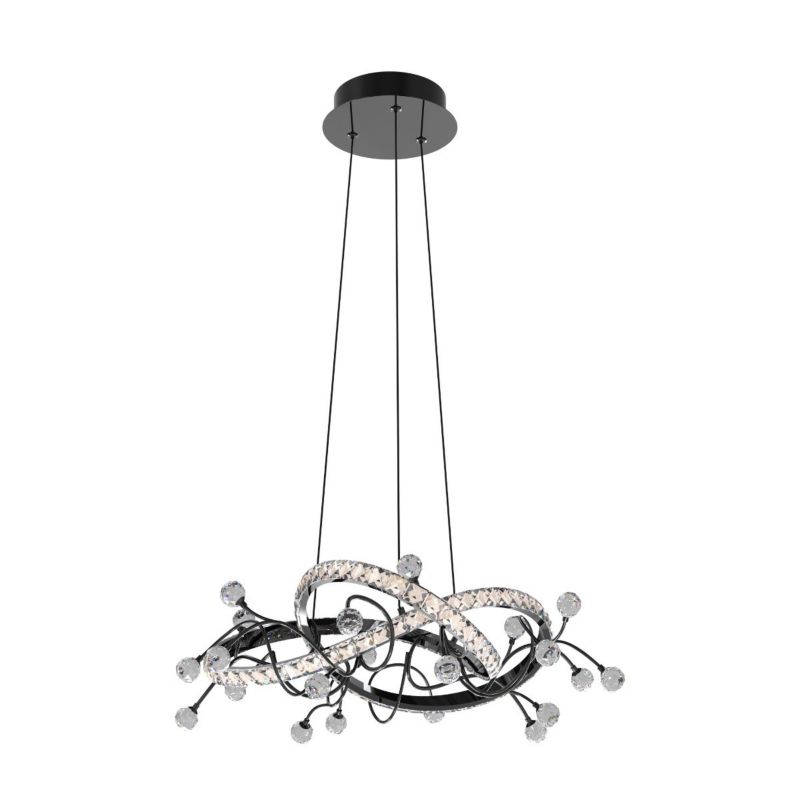 Lampa wisząca Zuma Line Maia 1371 czarna-kryształ-chromowana kryształowa wbudowany LED 26W 1 szt.