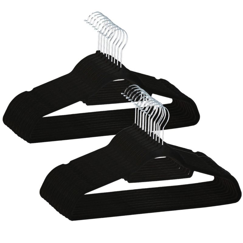Wieszaki na ubrania Springos 20 szt. welurowe zestaw premium czarny 1 kpl.
