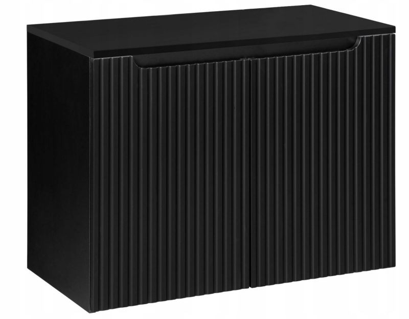 Szafka pod umywalkę łazienkowa Furnidea Nova Black czarna z blatem 80 cm ryflowana 1 szt.