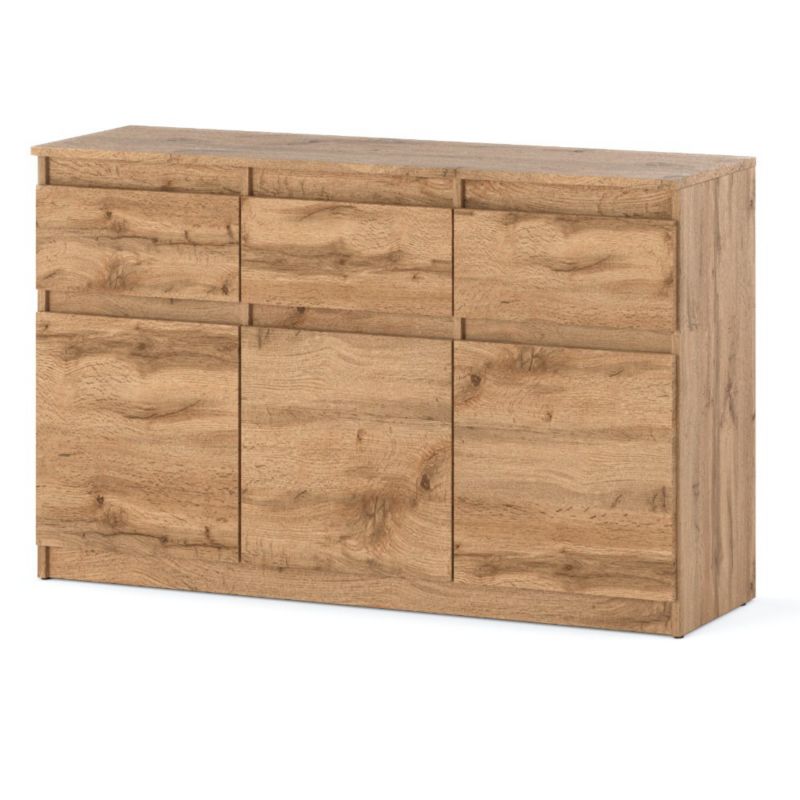 Komoda Hurtownia-Mebli Szuflady 3 Oleksa 3D3SZ 120cm Dąb Wotan Dąb Wotan 120x35x75 cm 1szt.
