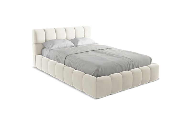 Łóżko LaMiaSofa Nalu z weluru 140x200 jasny beż 1 szt.