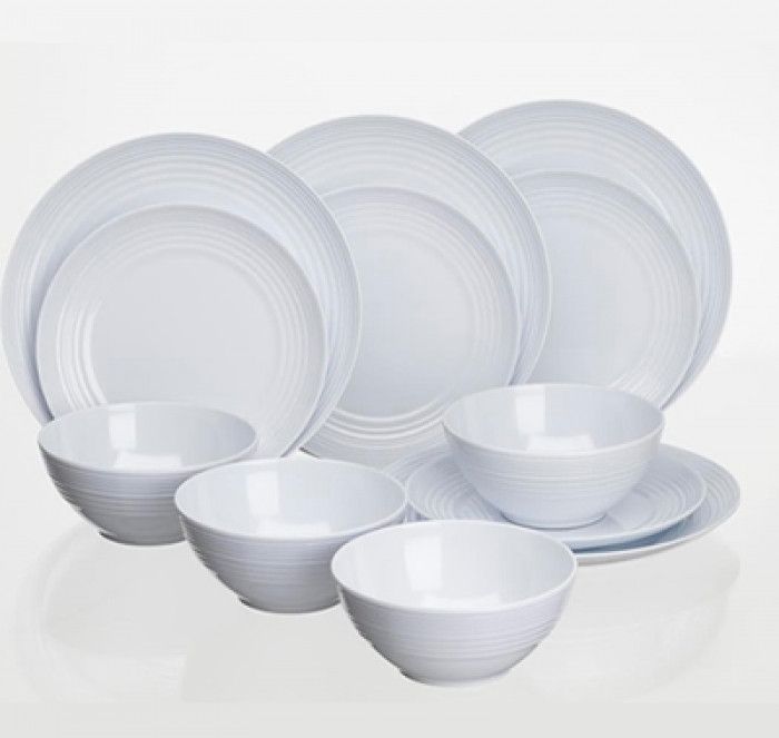 Zestaw obiadowy antypoślizgowy biały Flamefield FNSW0112 12szt.