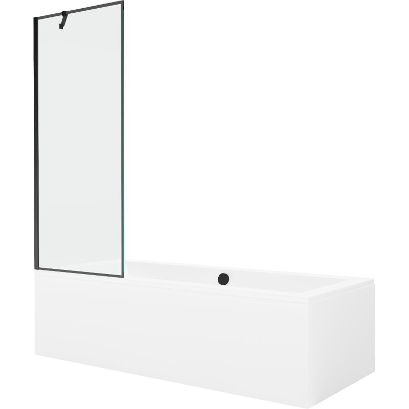 Wanna prostokątna Mexen Cube 170 x 80 cm z obudową i parawanem 1-skrzydłowym 70 cm czarny wzór 550517080X9507007070 1 szt.