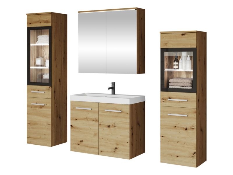 Meble łazienkowe MIRJAN 24 Madrit II z oświetleniem LED dąb artisan 1 kpl.