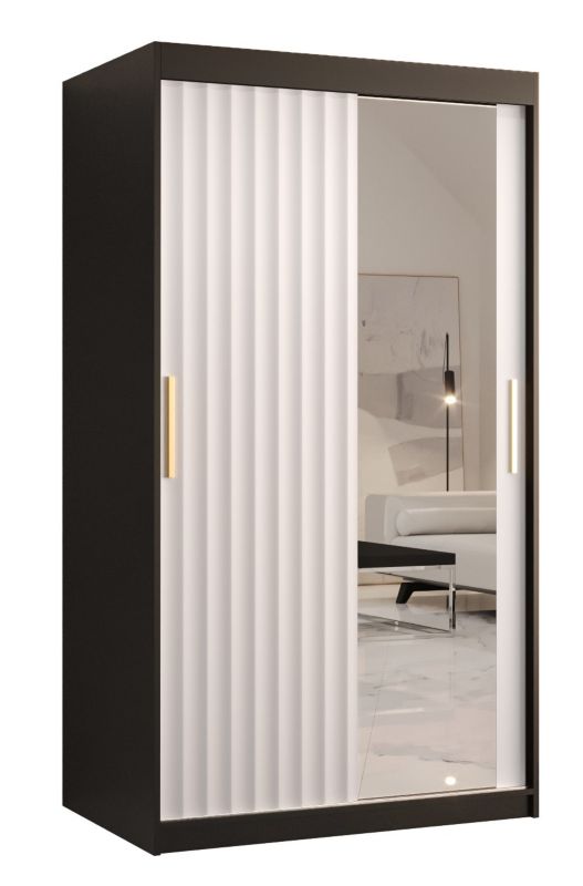 Szafa przesuwna Abiks Meble RIFLO WAVE 2 100 czarny mat+ biały mat 1 szt.