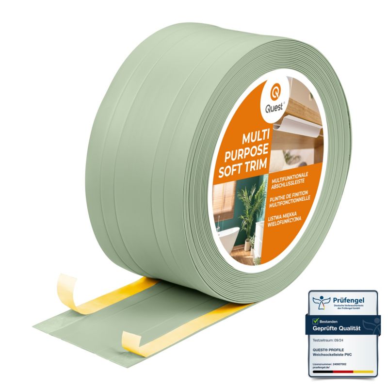 Listwa wykończeniowa W4 z PCV 2w1 110mm, QUEST samoprzylepna, maskująca elastyczna listwa podłogowa, ścienna, jasnozielony, 20m