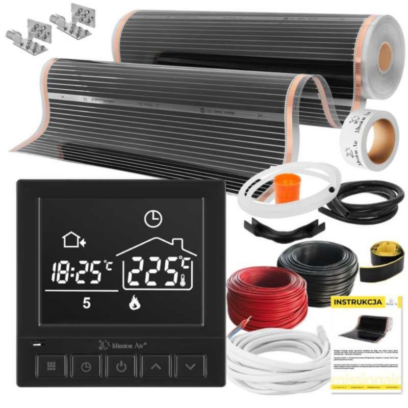 Zestaw folii grzewczych na podczerwień Mission Air IR SILVER 160W 2m²,szer.100cm + Taurus Czarny 1szt