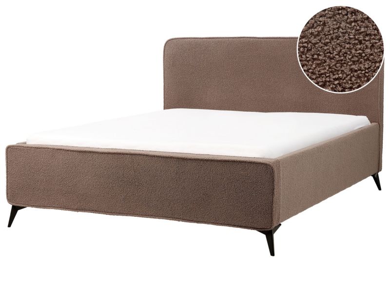 Łóżko boucle 160 x 200 cm brązowe Valognes 1 szt.