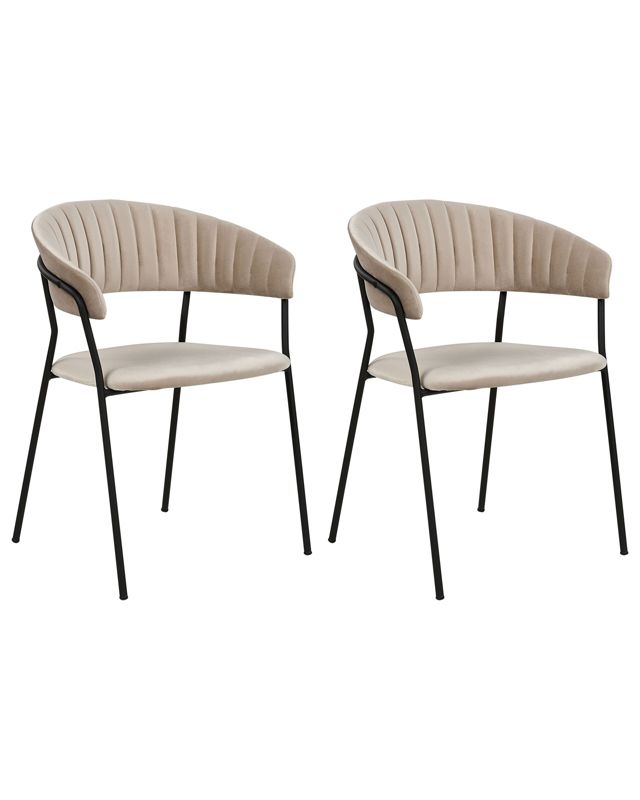Zestaw 2 krzeseł do jadalni Mariposa Welur Beżowoszary 1 par.