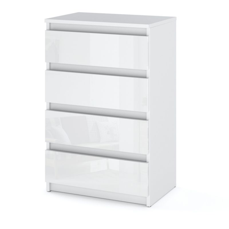Komoda Hurtownia-Mebli Szuflady 4 Hugo Mała 60cm Biały Mat Biały Połysk 60x33.5x92.5 cm 1szt.