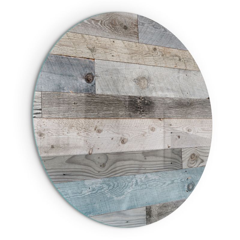 Szklana Podkładka Pod Kominek Okrąg Wallfluent Fi70 cm Drewniane deski w wielu tonacjach 1 szt.