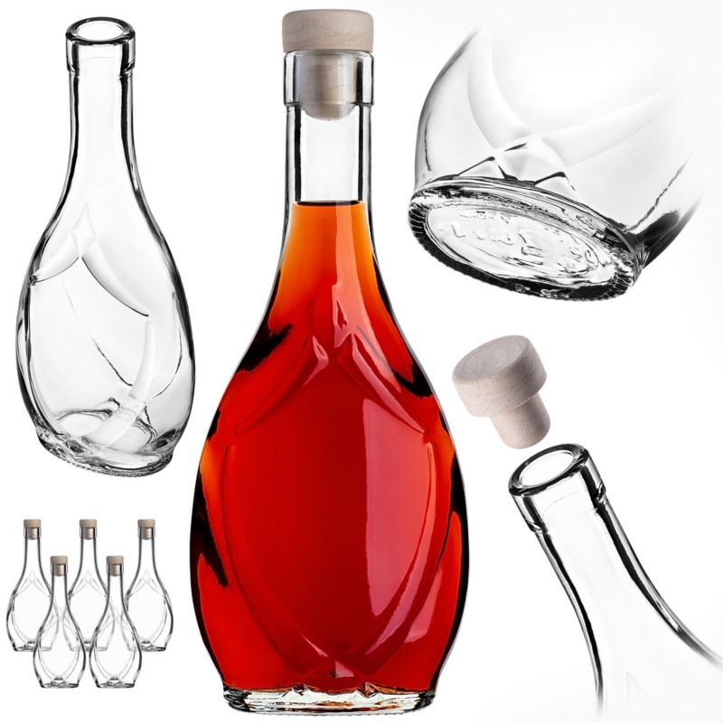 Szklana butelka na nalewkę z korkiem syntetycznym 250ml,5 szt.