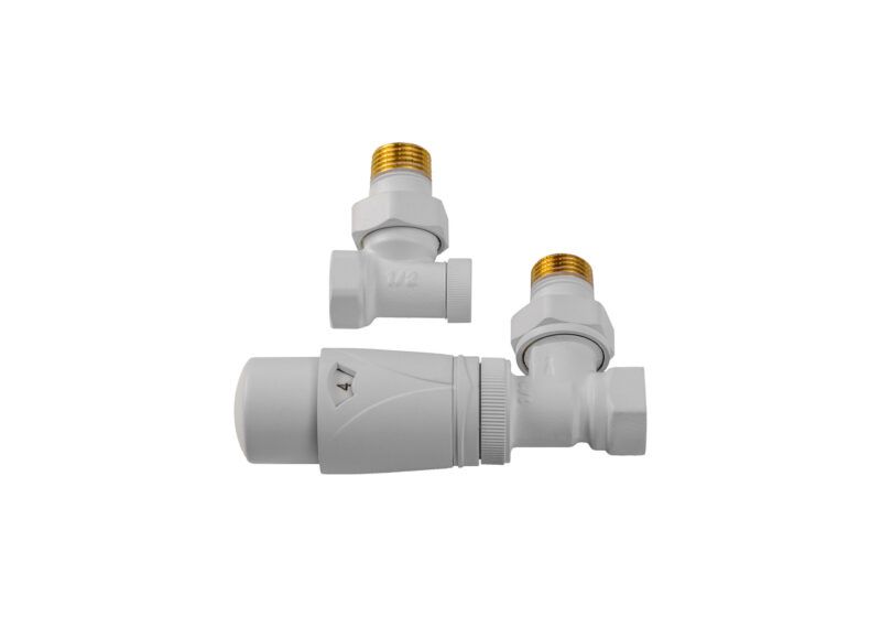 Zestaw zaworów kątowych Valx z głowicą termostatyczną biały 1 kpl