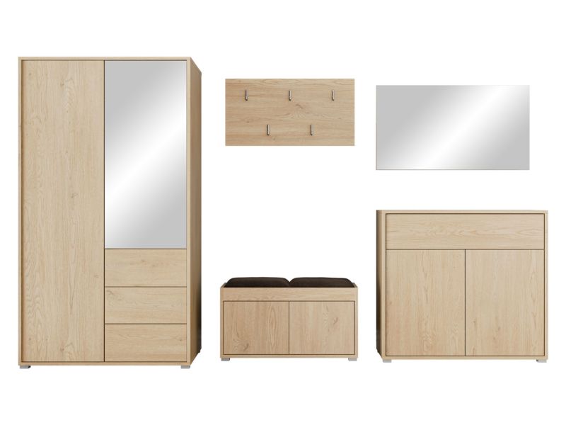 Zestaw MIRJAN 24 do przedpokoju Gesita V dąb cremona/plusz gorzka czekolada 1 kpl.