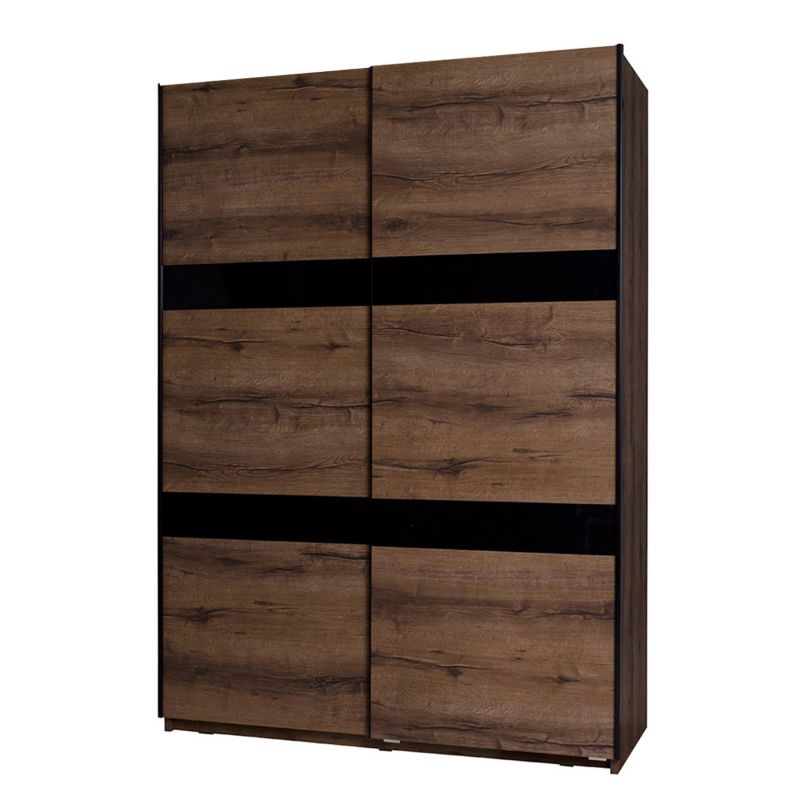 Szafa przesuwna MIRJAN 24 Denver SZ150 + cichy domyk dąb monastery / czarny połysk 1 szt.