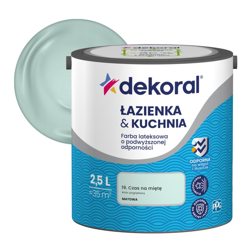Farba kolorowa Dekoral Łazienka & Kuchnia czas na miętę 2,5 l
