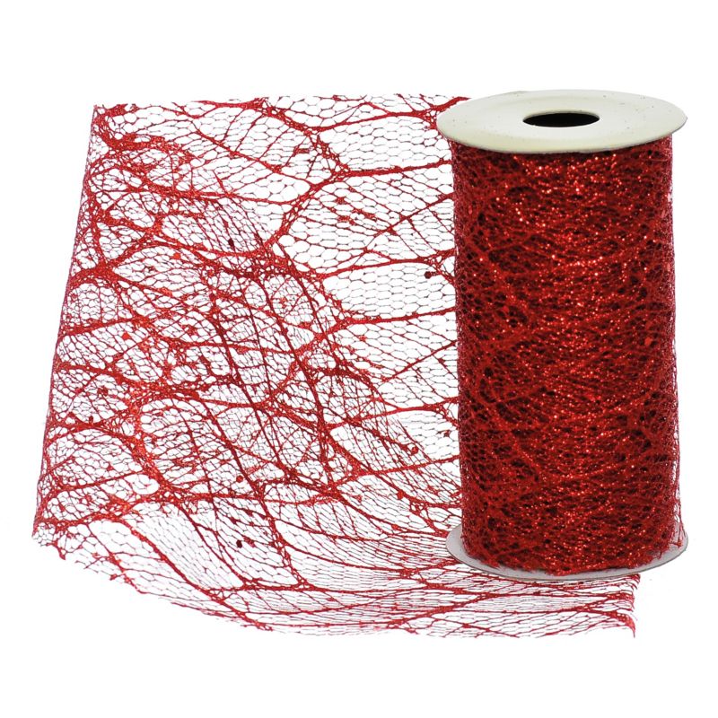 Siatka dekoracyjna Jumi brokatowa 11 cm x 2,7 m czerwona