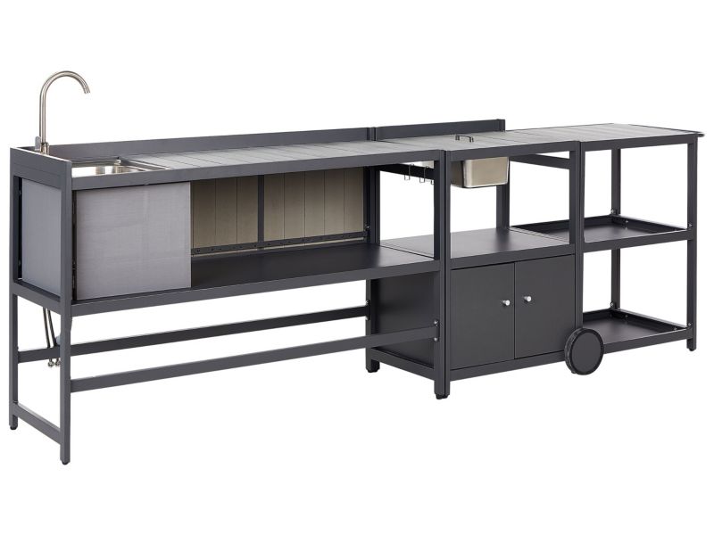 3 częściowa kuchnia ogrodowa szafka i wyspa ze zlewem szara Ortisei 1 kpl