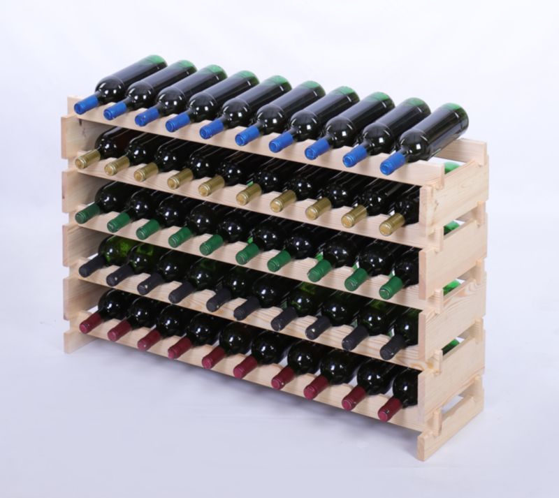 Stojak na wino MODO24 regał modułowy na butelki 5 leżni x 10 butelek montaż bez narzędzi naturalne drewno 1 szt.