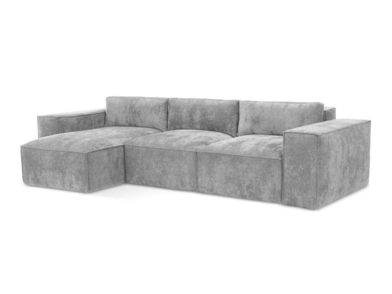 Narożnik lewostronny z funkcją spania LaMiaSofa Asti z tkaniny szenilowej 315x160 cm jasny szary 1 szt.