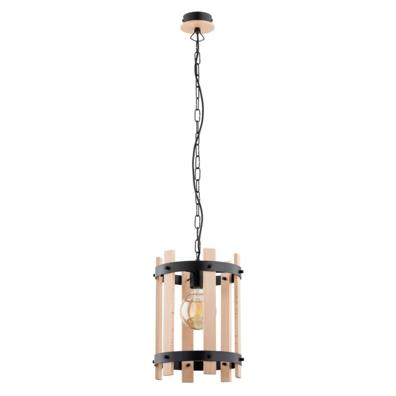 Lampa wisząca Alfa Lantus jasne drewno-czarna wym: 90 x 25 x 25 cm 1xE27 x 15W 1 szt.