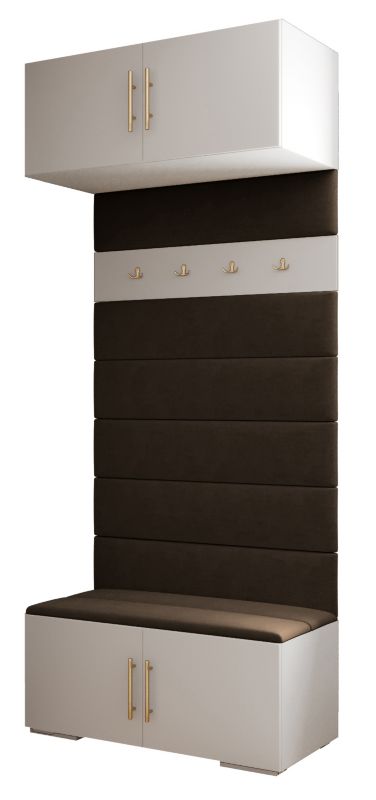 Garderoba wysoka do przedpokoju Abiks INOVA 3 biały+złoty+man04 1 szt.